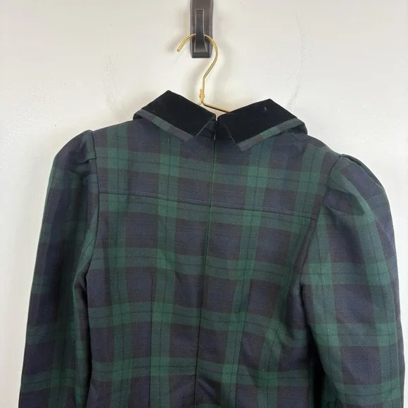 NWT TUCKERNUCK Wynn Dress Blackwatch Plaid Dress Tartan Blue Green Velvet  Sz M